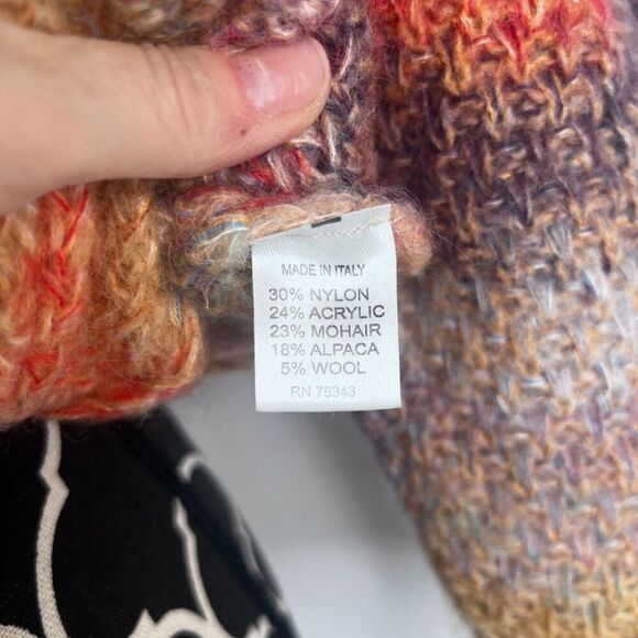 Elsmanda Colorful Made in Italy Mohair Alpaca Wool Blend Sweater Size Small - Picture 2 of 9